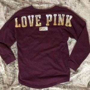 PINK Maroon Sequin Sweater